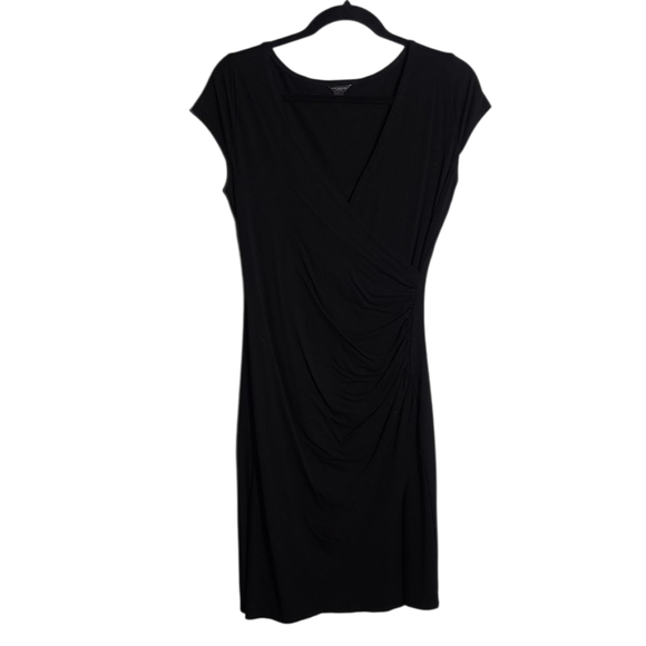 ANN TAYLOR Faux Wrap Midi Dress V-Neck Cap Sleeve Short Pullover Size Small - Picture 1 of 12